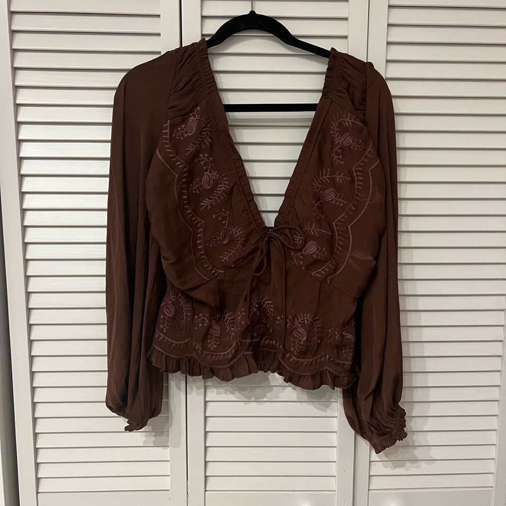 Brown free people shirt